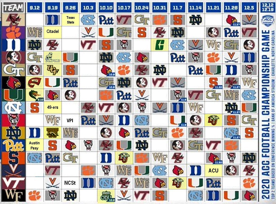 Here's an image of the updated ACC football schedule Virginia