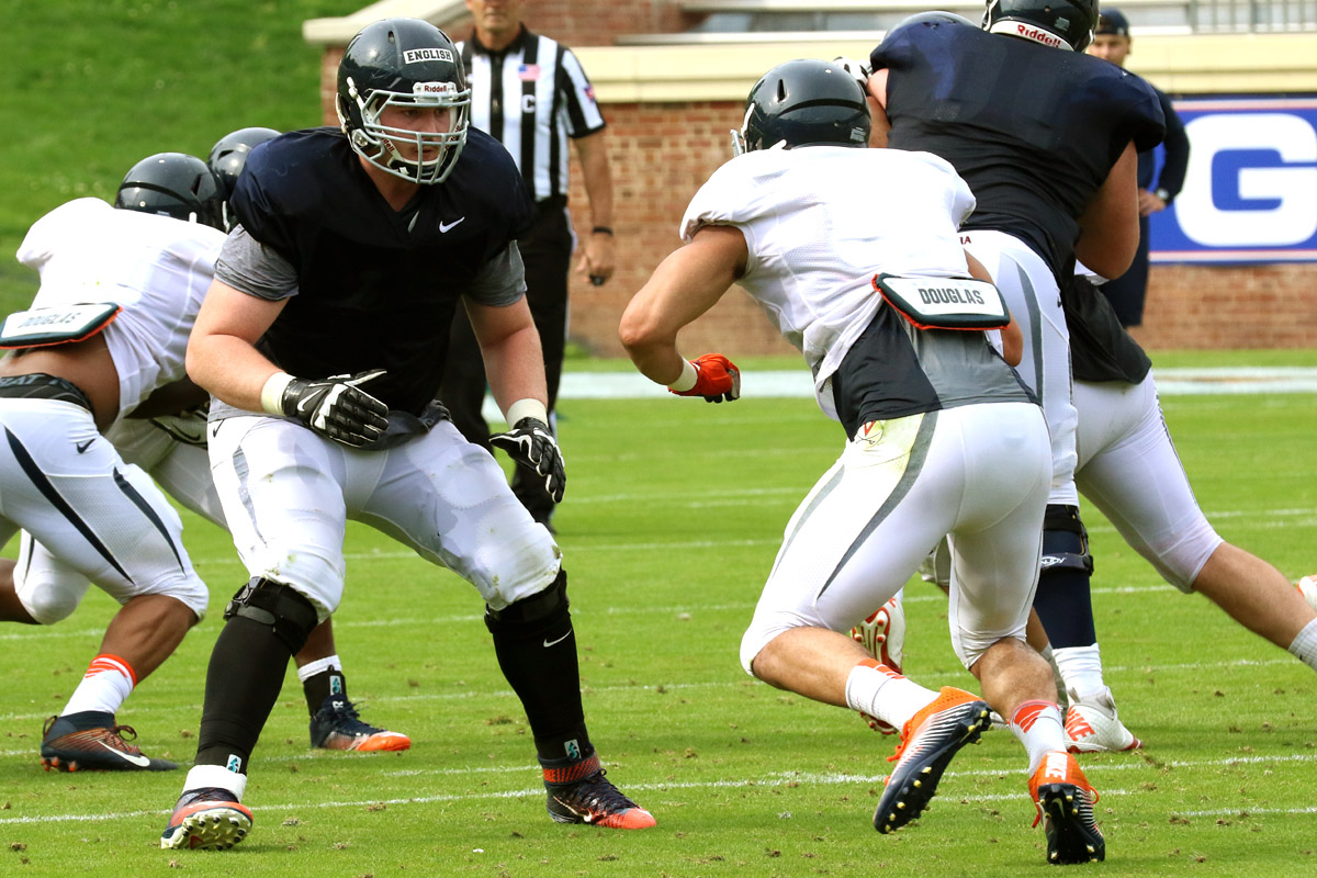 Jack English emerged as a starting tackle for the Virginia football team.